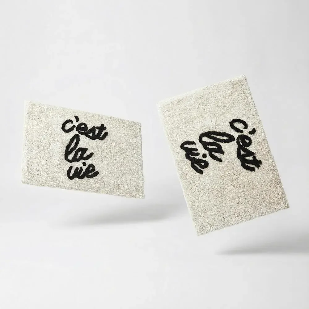 Set of 2 C'est la Vie Bath Mat | Soft Bathroom Rug | 20
